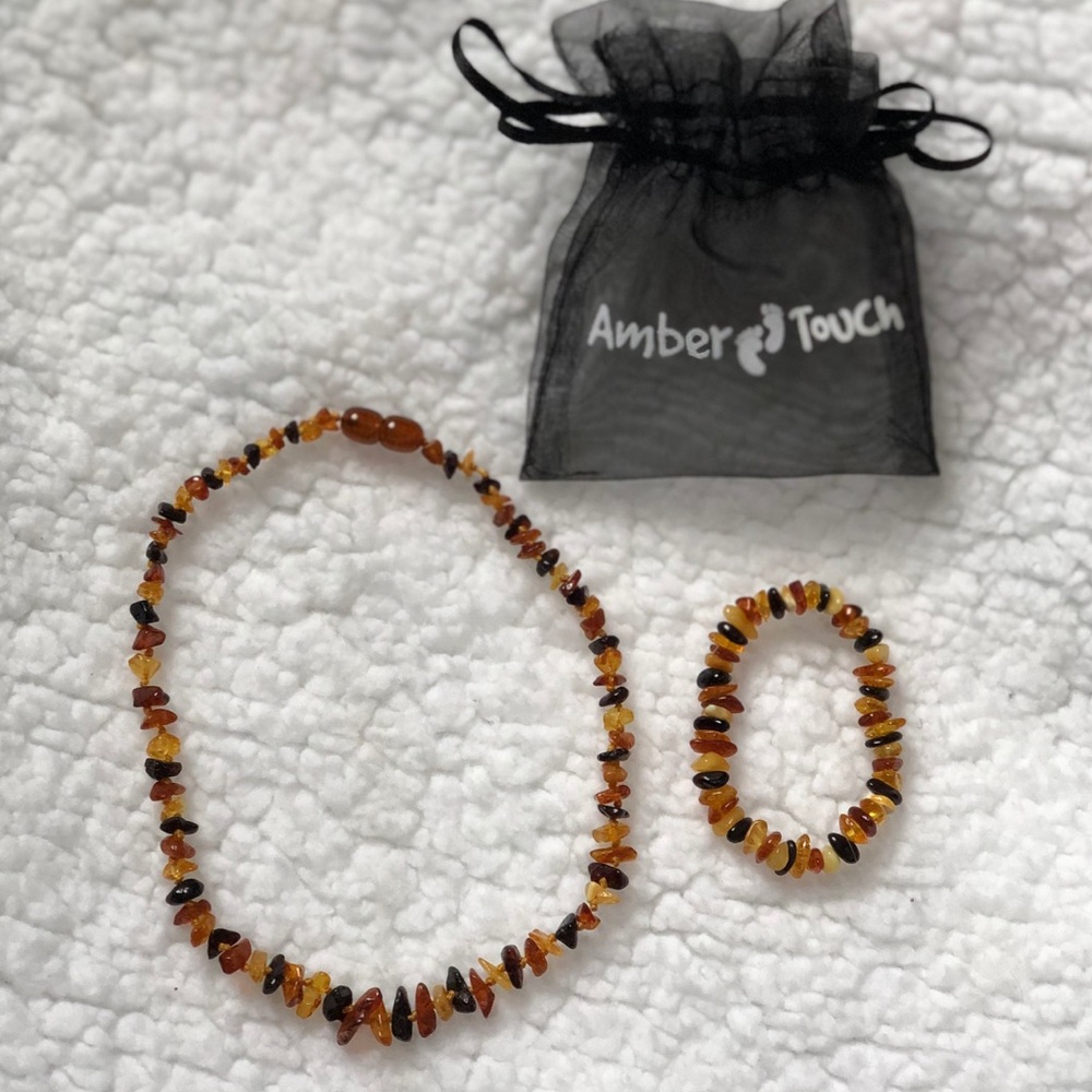 Amber teething necklace and bracelet